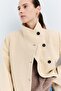 High Collar Belted Wide Sleeve Cashmere Jacket I3369Ax26Au - 5