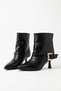 Casler Pointed Toe Side Buckle Long Women's Heeled Boots Black Wrinkled - 4