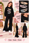 Winter, Spring, and Autumn Girls' Black Spanish Flared Bottoms and Black Sweat Top - 2