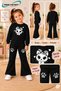 Winter, Spring, and Autumn Girls' Black Spanish Flared Bottoms and Black Sweat Top - 2