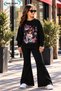 Winter, Spring, and Autumn Girls' Black Spanish Flared Bottoms and Black Sweat Top