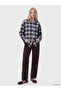 Esvab • Modern & Distinctive Checkered Embroidered Loose Fit Women's Lumberjack Shirt - 3