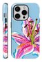 iPhone 15 Pro Max Pink Lily Double Layer Full Covering Print Glossy Protect Phone Case
