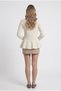Women's Beige Peplum Knitwear Cardigan with Brooch Detail - 3