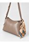 Mink Women's Shoulder Bag with Scarf Detail, Adjustable Strap and Zipper - 2