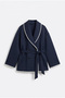 Edge-Stitched Scuba Jacket 202717 - Dark Blue - 4