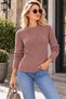 Women's Round Neck Long Sleeve Geometric Knit Patterned Stylish Comfortable Fit Soft Textured Casual Cinnamon Knitwear Sweater - 2