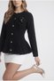 Women's Knitwear Cardigan with Floral Accessories and Metal Buttons and Ruffle Skirt - 2