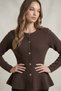 Women's Knitwear Cardigan with Floral Accessories and Metal Buttons and Ruffle Skirt - 4
