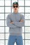 Men's Half Turtleneck Gray Basic Sweater - 5