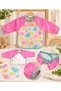 Baby Food Bib 0-3 Years Old Liquid-Proof Pink Patterned - 3