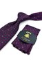 Burgundy Motif Patterned Classic Tie with Handkerchief Kk13983 - 2