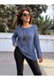 Italian Mercerized Blouse with Necklace Indigo Blue