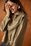Double-Breasted Collar Button Detailed Blouse Khaki