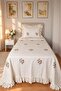 Ruffle Gardenlove Embroidered Chenille 2 Piece Single Bedspread Cream - 3
