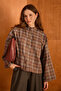 Plaid Court Collar Wide Sleeve Shirt Gray - 3