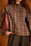 Plaid Court Collar Wide Sleeve Shirt Gray - 5