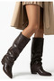 Lusi Brown Leather Heeled Boots - 3