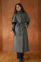 Cape Layered Belted Long Trench Coat Anthracite - 4