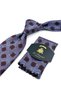 Blue Coffee Floral Pattern Classic Tie with Handkerchief Kk13991 - 3
