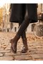 Brown Crocodile Lace-Up Women's Casual Boots Mi̇no