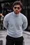 Men's High-Neck Slim Fit Knitwear Gray Sweater - 2