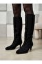 Ella Women's Short Low-Heeled Pointed Toe Black Boots