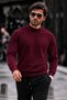 Men's Half-High Collar Burgundy Sweater - 3