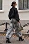 White Plaid Patterned Elastic Waist Balloon Pants Mg2905 - 3
