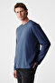 Gravs men's 100% cotton soft fabric round neck long sleeve navy blue t-shirt - 4