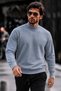 Men's Half-High Collar Gray Sweater - 3