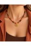 Sun Mandala Detailed Tiger's Eye and Jasper Natural Stone Necklace