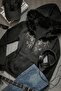 Black Tribal Motif Gothic Fur Y2K Crop Cardigan - 2