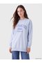 Two Mt Shop Quality Lcw Modest Blue 3 Thread Raster Printed Loose & Baggy Women's Sweatshirt Tunic