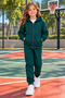 Girls' Zippered Hooded Rubberized Leggings Track Suit Set