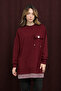 Two-Thread Combed Cotton Fabric Pocket Detail Tunic Bordo 10720