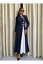 French Elegance |   Women's Long Sleeve High Collar Dress with Drop Detail, Long Length, Crepe Fabric, Stylish Dress - 3