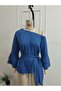 Women's One-Shoulder, Three-Quarter Sleeves, Belted Waist Sofia Blouse - 5