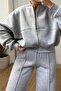 Gray Melange 3 Thread Oversize Inner Ribbed Double Women'S/Youth Tracksuit Set - 2