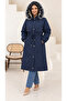 Women's Plus Size Removable Hooded Plush Fur Inside Waist Tie Detail Winter Thick Long Coat 29012 - 5
