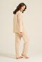 Women's Beige Woven Fabric Shirt Pajama Set, Viscose Fabric - 2