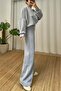 Gray Melange 3 Thread Oversize Inner Ribbed Double Women'S/Youth Tracksuit Set - 4