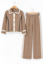 Women's Ecru Black Ribbed Button Detailed Knitwear Double Set - 3