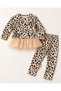 Girl's Leopard Print 2-Piece Set – Top & Pants with Tutu Detail - 2