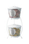 Mega Boy Wire Braided Metal 2-Layer Potato and Onion Storage Container - with Handle - White - 4