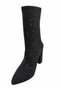 Women's Shiny Stone Detailed Back Zipper Easy-To-Wear Thick Heeled Short Boots - 3