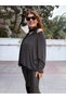 Italian Leopard Detailed Shawl Knitwear Blouse Set Black - 4
