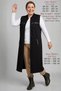 Large Size Seasonal Zippered Long Women's Vest (110 cm) Ottoman Fabric Anti-Pilling Hijab Battal Mother's Vest Dark Leather Stripe and Staple Detail