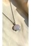 Zircon Stone Pearlescent Sea Shell Shaped Surgical Steel Necklace