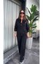 Hidden in the Shine Detail - Women's Sequin Detailed Front Zipper Viscose Two-Thread Blouse and Pants Two-Piece Set - 2